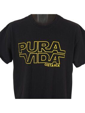 Costa Rica T Shirt Mens Size Large Black Pura Vida Travel Destination Tee